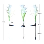 Simulated Lily Flower 4 Heads Solar Powered Outdoor IP55 Waterproof LED Decorative Lawn Lamp, White Light - Image 3