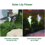 Simulated Lily Flower 4 Heads Solar Powered Outdoor IP55 Waterproof LED Decorative Lawn Lamp, White Light - Image 7