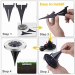 2 PCS 10 LEDs Solar Powered Buried Light Under Ground Lamp IP65 Waterproof Outdoor Garden Street Light - Image 4