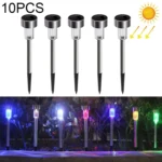10 PCS Solar Energy Outdoor Lawn Lamp Stainless Steel IP65 Waterproof LED Decorative Garden Light