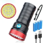 3 Gears, DB18 18xT6, Luminous Flux: 5400lm LED Flashlight, with 4 18650 Batteries - Image 4
