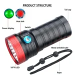 3 Gears, DB18 18xT6, Luminous Flux: 5400lm LED Flashlight, with 4 18650 Batteries - Image 8