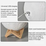 USB Charging LED Energy-saving Night Light with Wooden Holder Base - Image 4