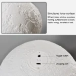 15cm Touch Control 3D Print Moon Lamp, USB Charging White + Yellow Light Color Changing LED Energy-saving Night Light with Wooden Holder Base - Image 3