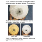 15cm Touch Control 3D Print Moon Lamp, USB Charging White + Yellow Light Color Changing LED Energy-saving Night Light with Wooden Holder Base - Image 7