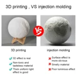 15cm Touch Control 3D Print Moon Lamp, USB Charging White + Yellow Light Color Changing LED Energy-saving Night Light with Wooden Holder Base - Image 9