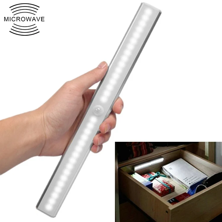 2.8W 30 LEDs White Light Wide Screen Intelligent Human Body Sensor Light LED Corridor Cabinet Light, USB Charging Version
