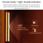 2W 12 LEDs Warm White Wide Screen Intelligent Human Body Sensor Light LED Corridor Cabinet Light, USB Charging Version - Image 7