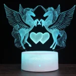 Two Unicorns Shape Creative Crack Base 3D Colorful Decorative Night Light Desk Lamp, Remote Control Version