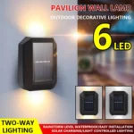 6 LED Solar Wall Lamp Outdoor Decorative Garden Up And Down Light - Image 2