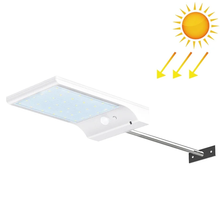 3.8W 48 Two-color LEDs Outdoor Waterproof Solar Wall Light Sensor Garden Light Street Light with Pole, Luminous Flux: 450lm