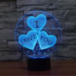 Three Hearts Shape 3D Touch Switch Control LED Night Light , 7-color Discoloration Creative Visual Stereo Lamp Desk Lamp Novelty Gift - Image 9