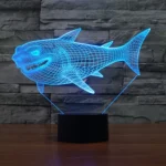 Side Face Shark Style 3D Touch Switch Control LED Light , 7 Color Discoloration Creative Visual Stereo Lamp Desk Lamp Night Light - Image 9