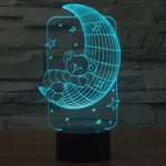 Moon Bears Style 3D Touch Switch Control LED Light , 7 Color Discoloration Creative Visual Stereo Lamp Desk Lamp Night Light - Image 11