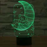 Moon Bears Style 3D Touch Switch Control LED Light , 7 Color Discoloration Creative Visual Stereo Lamp Desk Lamp Night Light - Image 8