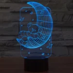 Moon Bears Style 3D Touch Switch Control LED Light , 7 Color Discoloration Creative Visual Stereo Lamp Desk Lamp Night Light - Image 9