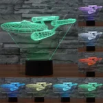 Star Trek Battleship Style 3D Touch Switch Control LED Light , 7 Color Discoloration Creative Visual Stereo Lamp Desk Lamp Night Light