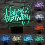 Happy Birthday Style 3D Touch Switch Control LED Light , 7 Color Discoloration Creative Visual Stereo Lamp Desk Lamp Night Light