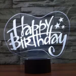Happy Birthday Style 3D Touch Switch Control LED Light , 7 Color Discoloration Creative Visual Stereo Lamp Desk Lamp Night Light - Image 13