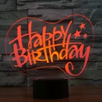Happy Birthday Style 3D Touch Switch Control LED Light , 7 Color Discoloration Creative Visual Stereo Lamp Desk Lamp Night Light - Image 7
