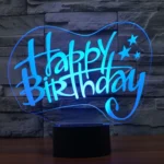 Happy Birthday Style 3D Touch Switch Control LED Light , 7 Color Discoloration Creative Visual Stereo Lamp Desk Lamp Night Light - Image 9
