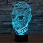 Man with Glasses Style 3D Touch Switch Control LED Light , 7 Color Discoloration Creative Visual Stereo Lamp Desk Lamp Night Light, Product Size: 23.6 x 14.0 x 8.7 cm - Image 11
