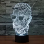 Man with Glasses Style 3D Touch Switch Control LED Light , 7 Color Discoloration Creative Visual Stereo Lamp Desk Lamp Night Light, Product Size: 23.6 x 14.0 x 8.7 cm - Image 12
