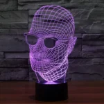 Man with Glasses Style 3D Touch Switch Control LED Light , 7 Color Discoloration Creative Visual Stereo Lamp Desk Lamp Night Light, Product Size: 23.6 x 14.0 x 8.7 cm - Image 13