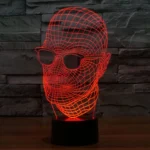 Man with Glasses Style 3D Touch Switch Control LED Light , 7 Color Discoloration Creative Visual Stereo Lamp Desk Lamp Night Light, Product Size: 23.6 x 14.0 x 8.7 cm - Image 7