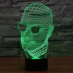 Man with Glasses Style 3D Touch Switch Control LED Light , 7 Color Discoloration Creative Visual Stereo Lamp Desk Lamp Night Light, Product Size: 23.6 x 14.0 x 8.7 cm - Image 8