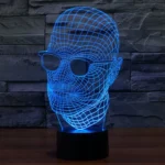 Man with Glasses Style 3D Touch Switch Control LED Light , 7 Color Discoloration Creative Visual Stereo Lamp Desk Lamp Night Light, Product Size: 23.6 x 14.0 x 8.7 cm - Image 9