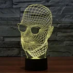 Man with Glasses Style 3D Touch Switch Control LED Light , 7 Color Discoloration Creative Visual Stereo Lamp Desk Lamp Night Light, Product Size: 23.6 x 14.0 x 8.7 cm - Image 10