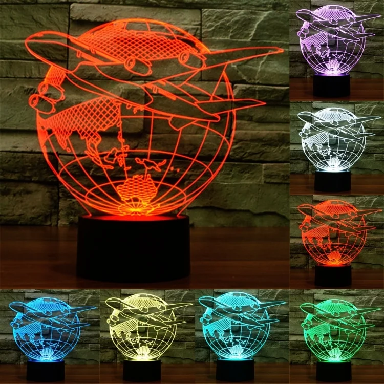 Fly out of Asia Style 3D Touch Switch Control LED Light , 7 Colour Discoloration Creative Visual Stereo Lamp Desk Lamp Night Light
