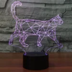 Walking Cat Shape 3D Touch Switch Control LED Light , 7 Colour Discoloration Creative Visual Stereo Lamp Desk Lamp Night Light - Image 8