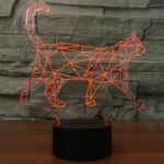 Walking Cat Shape 3D Touch Switch Control LED Light , 7 Colour Discoloration Creative Visual Stereo Lamp Desk Lamp Night Light - Image 10