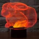 Rabbit Shape 3D Touch Switch Control LED Light , 7 Colour Discoloration Creative Visual Stereo Lamp Desk Lamp Night Light - Image 6