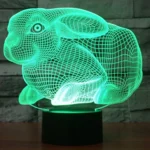 Rabbit Shape 3D Touch Switch Control LED Light , 7 Colour Discoloration Creative Visual Stereo Lamp Desk Lamp Night Light - Image 7