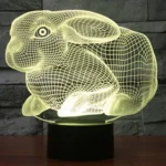 Rabbit Shape 3D Touch Switch Control LED Light , 7 Colour Discoloration Creative Visual Stereo Lamp Desk Lamp Night Light - Image 9