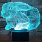 Rabbit Shape 3D Touch Switch Control LED Light , 7 Colour Discoloration Creative Visual Stereo Lamp Desk Lamp Night Light - Image 10