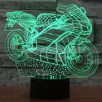 Motorcycle Shape 3D Touch Switch Control LED Light , 7 Colour Discoloration Creative Visual Stereo Lamp Desk Lamp Night Light - Image 7