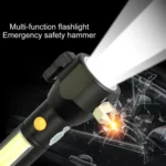 10W 450 Lumens IPX4 Waterproof Rechargeable LED Flashlight with Safety Hammer & 3-Modes - Image 8