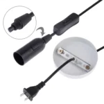 E14 Wire Cap Lamp Holder Chandelier Power Socket with Switch & Base & 1.5m Extension Cable, US Plug - Image 3