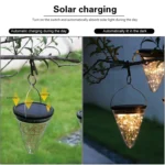 Solar Energy Conical Starlight Pendent Lamp IP55 Waterproof Outdoor Garden Decoration Light - Image 4