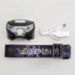 5W 4-Modes Waterproof White Light LED Head Lamp , 140LM Outdoor Mini USB Charging Body Motion Sensor with USB Cable for Running / Fishing - Image 5