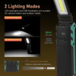 ES106 IP44 Waterproof COB Work Light USB Rechargeable Emergency Flashlight - Image 7