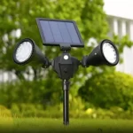 Solar Powered Robot LED Spotlight Double-headed Smart Sensor Light for Outdoor Lawn