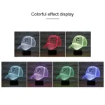 Baseball Cap Shape 3D Colorful LED Vision Light Table Lamp, Charging Touch Version - Image 3