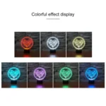 Gear Heart Shape 3D Colorful LED Vision Light Table Lamp, 16 Colors Remote Control Version - Image 3