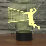 Playing Volleyball Shape 3D Colorful LED Vision Light Table Lamp, 16 Colors Remote Control Version - Image 2