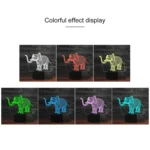 Elephant Shape 3D Colorful LED Vision Light Table Lamp, Charging Touch Version - Image 3
